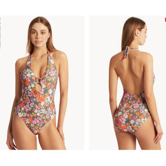 sea level swim one piece swimsuit Parkland Keyhole Halter Pool Tropical size 6 - Picture 2 of 9